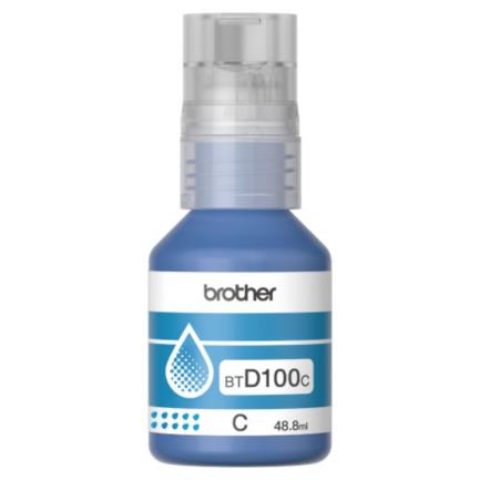 Botella de tinta brother de color cian de ultra alto rendimiento btd100c de la serie inkbenefit tank imprime hasta 5000
