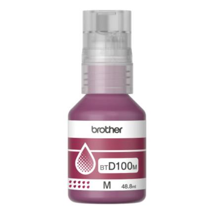 Botella de tinta brother de color magenta de ultra alto rendimiento btd100m de la serie inkbenefit tank imprime hasta 50
