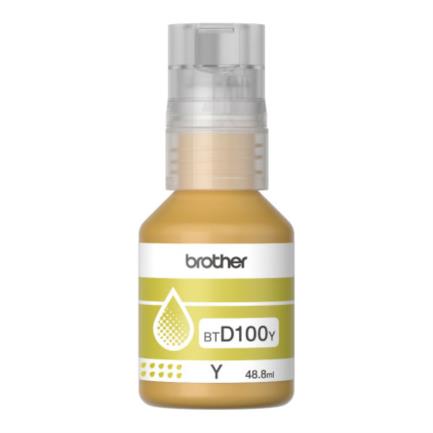 Botella de tinta brother de color amarillo de ultra alto rendimiento btd100y de la serie inkbenefit tank  imprime hasta 5000 paginas