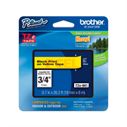 Cinta brother tze641 laminada texto negro sobre fondo amarillo 18mmx8m pt300/310b/330/530