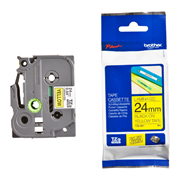 Cinta brother tze651 laminada texto negro sobre fondo amarillo 24mmx8m pt300