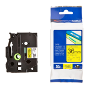 Cinta brother tze661 laminada texto negro sobre fondo amarillo 36mmx8m pt530