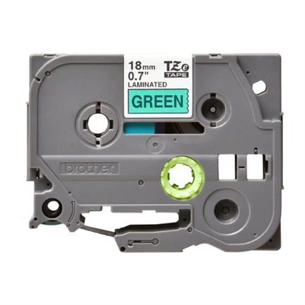 Cinta brother tze741 laminada negro sobre fondo verde 18mmx8m pt300/310b/330/530