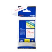 Cinta brother tze252 laminada estándar texto rojo fondo blanco 24mmx8m