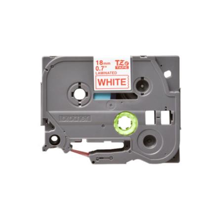 Cinta brother tze242 laminada texto rojo fondo blanco 18mmx8m