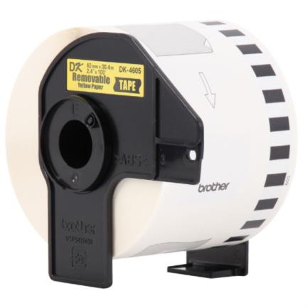 Cinta etiquetadora brother dk4605 continua removible amarilla 62mmx30.4m
