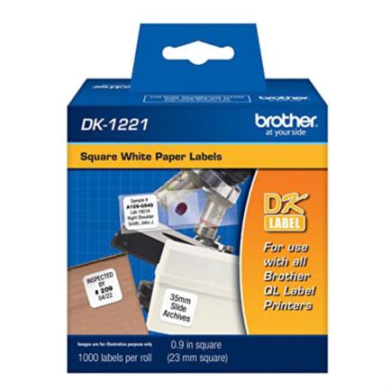BOCETIAB006 - Etiqueta Brother Precortada Cuadrada 23mm Color Blanco 1000 Pzas