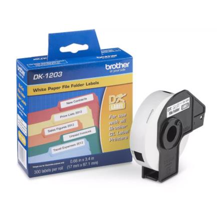 BOCETIAB007 - Etiqueta Brother Precortada Blanca 17mmx87.1m 300 Etiquetas