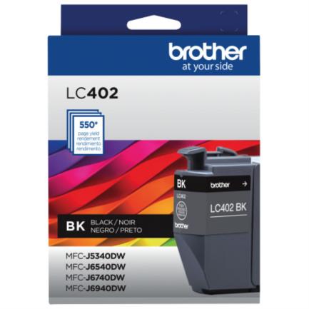 Tinta brother lc402bk alto rendimiento hasta 550 páginas color negro