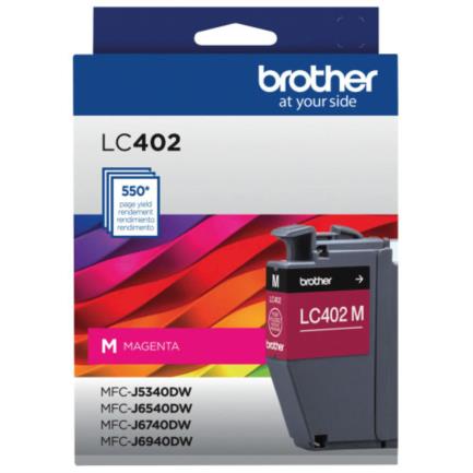 Tinta brother lc402m alto rendimiento hasta 550 páginas color magenta