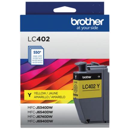 Tinta brother lc402y alto rendimiento hasta 550 páginas color amarillo