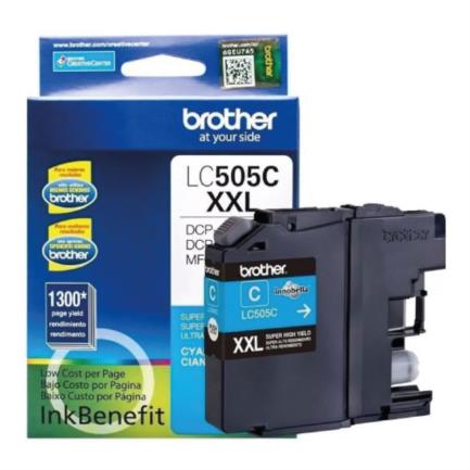Tinta Brother LC505C Súper Alto Rendimiento Hasta 1300 Páginas Color Cian 