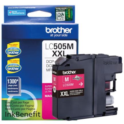 Tinta brother lc505m s&uacute;per alto rendimiento hasta 1300 p&aacute;ginas color magenta