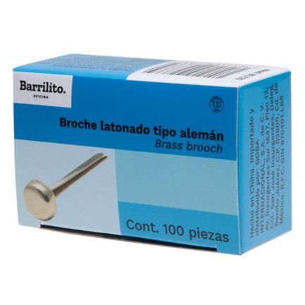 Broche latonado barrilito tipo alem&aacute;n 25mm c/100 pzas