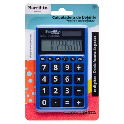 Calculadora barrilito bolsillo 12 digitos doble fuente poder