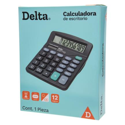 Calculadora barrilito delta escritorio 12 dígitos 17x14 cm batería aa