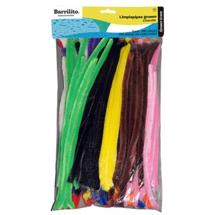 Limpiapipas barrilito grueso colores est&aacute;ndar bolsa c/30 pzas