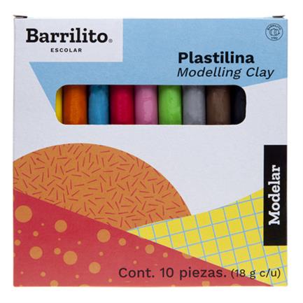 Plastilina barrilito colores surtidos 180 g caja c/10 barras