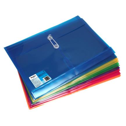 BRPSOBAB004 - Sobre Barrilito Plástico con Hilo Carta Horizontal Colores Surtidos Paq C/12 Pzas