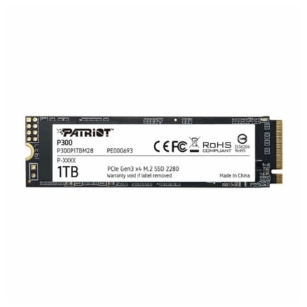 Unidad SSD Patriot M.2 1TB P300 PCIE 3.0 NVME 2280 423 MB/s Escritura 2100 MB/s Lectura - MAS RECIO