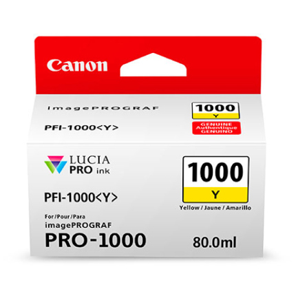 Tinta canon pfi-1000r y lucia pro ink tank 80ml color amarillo