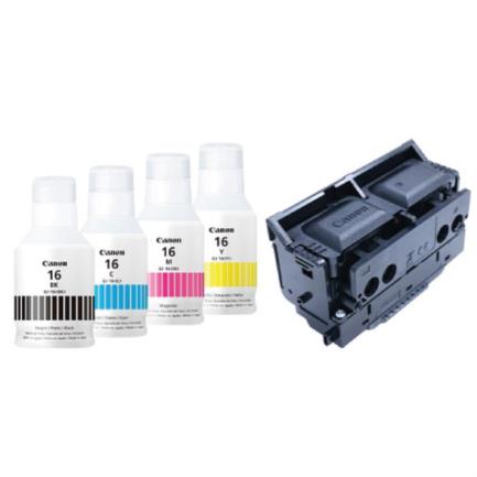 Cabezal ph-s + kit de tintas canon gi-16 (bk c m y) para serie maxify gx canon
