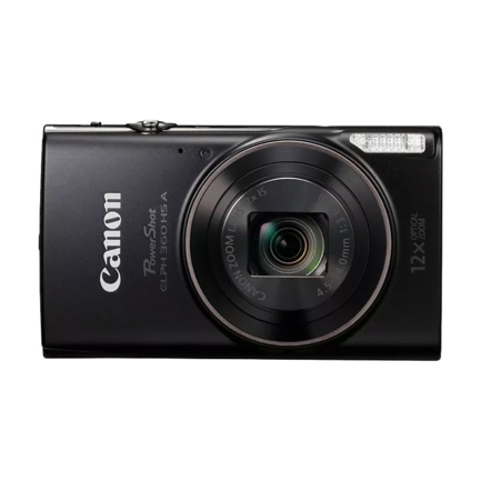 Camara Canon Powershot ELPH 360HS A Color Negro con Zoom Óptico de 12x / 20MP y conexión WIFI / NFC