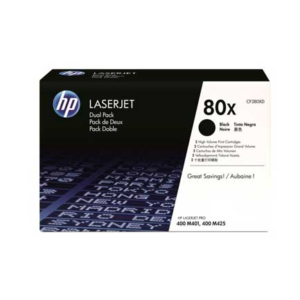 Toner hp 80x negro dual pack