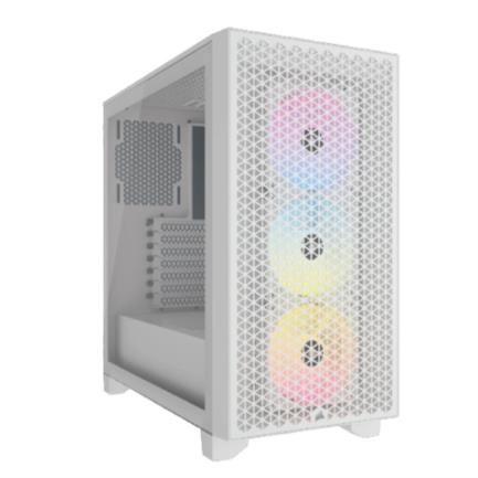 Gabinete gamer corsair 3000d rgb airflow media torre atx matx itx cristal templado 3xfan rgb blanco sin fuente