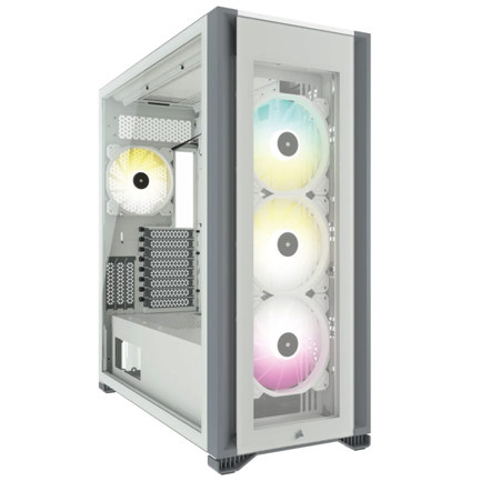 Gabinete Corsair ICUE 7000X RGB Full Torre EATX ATX mATX ITX Cristal Templado Blanco 4xFan RGB Sin Fuente