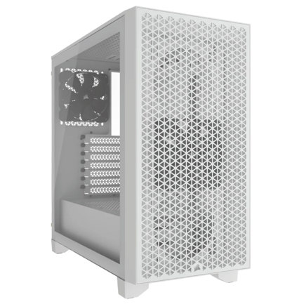 Gabinete corsair 3000d airflow media torre atx matx itx cristal templado blanco 2xfan sin fuente