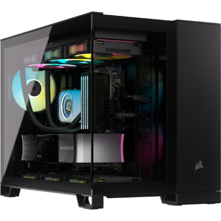 CKCGABAB026 - Gabinete Corsair iCUE Link 2500X Mid Tower mATX ITX Cristal Templado Pecera 2xFan RGB Negro Sin Fuente 