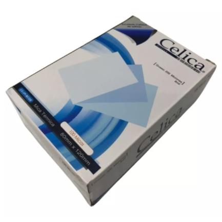 Mica térmica celica tamaño credencial 80x120mm 10 milesimas o 250 micrones pqte c/100 pzas