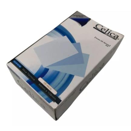 Mica térmica celica tamaño etiqueta de equipaje 64x108mm 8 milesimas o 200 micrones pqte c/100 pzas