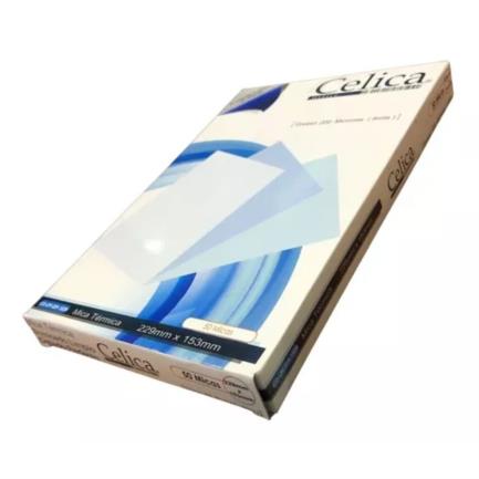 Mica t&eacute;rmica celica tama&ntilde;o media carta 229x153mm 8 milesimas o 200 micrones pqte c/50 pzas