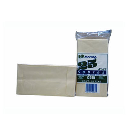 Sobre coin-605 kraft mapasa 60kg pegue bilateral solapa sin engomar 8.8x16.4cm pqte c/1000