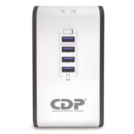 Regulador de voltaje CDP R2CU-AVR1008 1000VA/500W indicadores LED de funcionamiento 8 NEMA 5-15R y 4 puertos USB