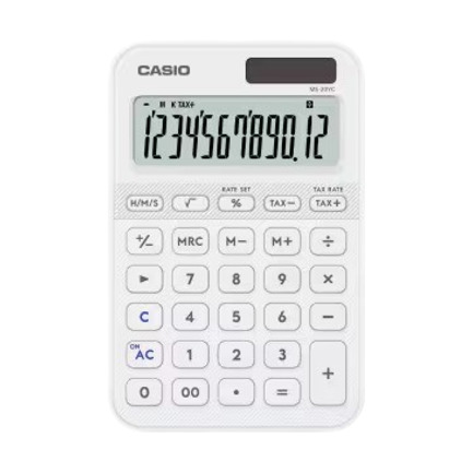 Calculadora Casio MS-20YC-WE Blanca De 12 Dígitos Pantalla Extragrande Solar Y Batería 2