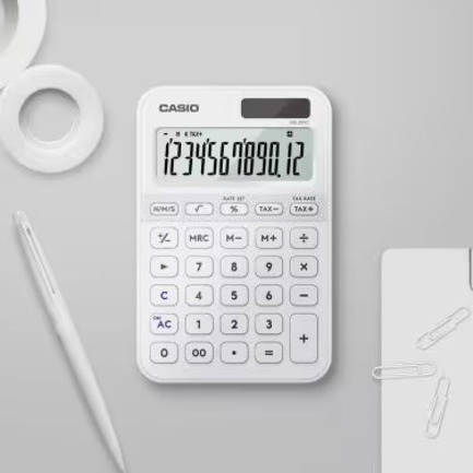 Calculadora Casio MS-20YC-WE Blanca De 12 Dígitos Pantalla Extragrande Solar Y Batería 3