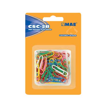 Clip mae estandar blister de colores c/100 piezas