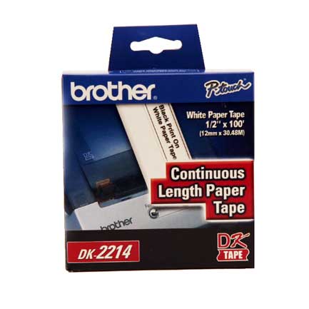 Cinta etiquetadora brother dk2214 papel negro sobre blanco de longitud continua 12mm 30.48m