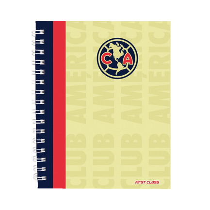Libreta dietrix first class pasta dura  doble arillo  80 hojas raya club am&eacute;rica modelo club america amarillo