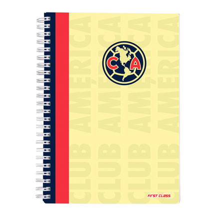 Cuaderno profesional dietrix first class dura doble arillo  80 hojas raya club américa modelo club america amarillo