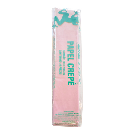 Papel Crepe Dietrix 50x200cms Rosa Pastel Paquete con 10 Hojas