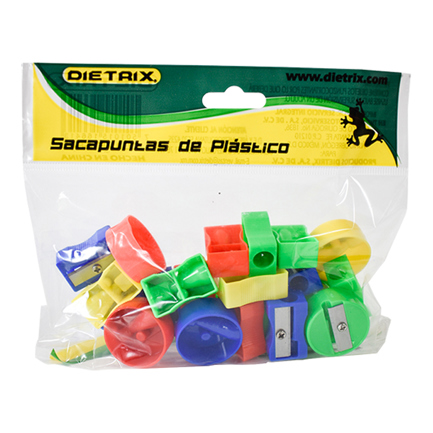Sacapuntas plastico Dietrix un orificio colores surtidos bolsa c/25