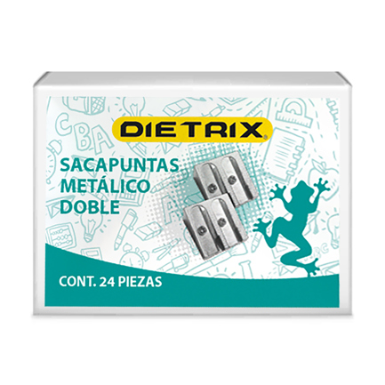 Sacapuntos metálico Dietrix triangular doble orificio bolsa c/12