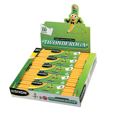 Lapiz dixon ticonderoga 2 hexagonal madera caja c/10 estuches c/10 lapices c/u