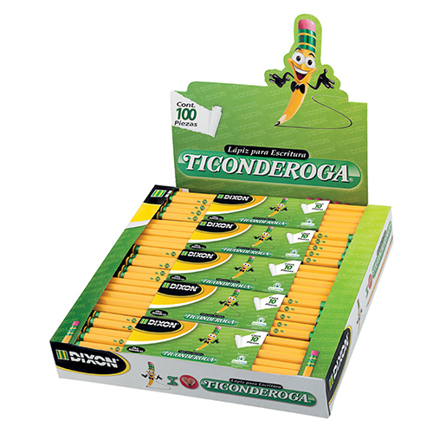 Lapiz dixon ticonderoga 2.5 hexagonal madera caja c/10 estuches c/10 lapices c/u