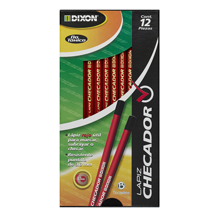 Lapiz checador dixon rojo redondo caja c/12 lapices