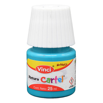 Pintura cartel vinci 25 ml azul turquesa #65 caja c/10 piezas
